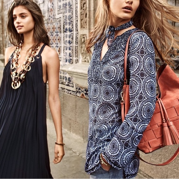 MICHAEL Michael Kors Print V-Neck Sheer Tunic with Beading Detail - Picture 5 of 12